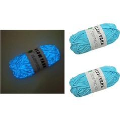 Yalulu 2 Rolls DIY Luminous Yarn Luminous Craft Yarn Crochet Yarn Crochet for Arts Craft Sewing Thread Party Supplies (Blue)