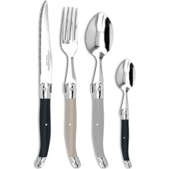 Laguiole Production - 24 Piece Stainless Steel and ABS Cutlery Set for 6 People - Extreme Strength - Dishwasher Safe - Ergonomic Handle (IRIS)