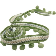 Duiaynke 5 Yards Tassel Fringe Ribbon for Sewing Upholstery Decoration (5 Yards, Green)