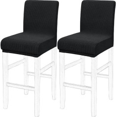 PiccoCasa Dining Chair Covers, Set of 2, Stretch & Removable Bar Stool Cover for Pub Counter - Height, Side Chairs with Square Grid, Washable Chair Covers, Black