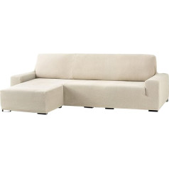 Eysa Cora Bi-Elastic Sofa Throw, Chaise Longue, Short Sleeve, Left, Front View, Colour 00-Ecru, Polyester Cotton, 39 x 35 x 19 cm