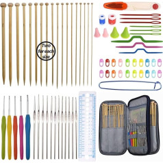 Knitting Set with Accessories - Crochet Hook Set with Bamboo Knitting Needles - Includes Carry Case for Storing Scissors, Needlepoint Protector - Ideal for Beginners, Children, Adults, blue