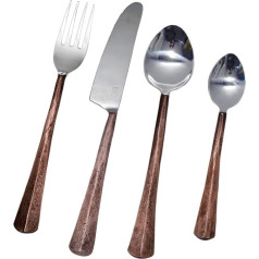 Bold & Divine Ridge Copper and Silver Premium Stainless Steel Cutlery Set Solid Stainless Steel Cutlery Set 4 Piece