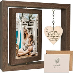 Mum Photo Frame from Daughter Son Kids Double Sided Display 4x6 Photo with Warm Heart Pendant - In Law Mother Mother's Day Birthday Mom Gifts - 4x6