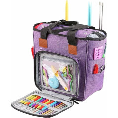 AIYONG Yarn Bag, Knitting Organiser, Portable Storage Bag for Yarns, Takeaway Projects, Knitting Needles, Crochet Hooks, Manuals and Other Accessories, Yarn Bag Purple Knitting Bag