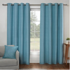 Sleepdown Textured Print Eyelet Curtains Lined Curtains for Bedroom and Living Room 90 x 72 Inch Duck Egg 2 Panels
