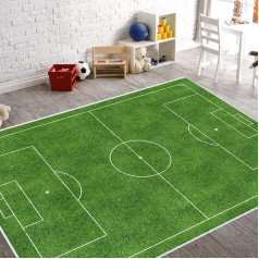 VHCLYBJU Children's Football Playground Rug - Boys Household Children's Room Play Rug - Football Field Decorative Mat - Soft Non-Slip (80 x 150 cm, L)