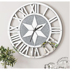 Artloge Wall Clock Large Living Room Wall Clock 60 cm: Wall Clocks Roman Numerals Kitchen Clock Silent Clock Modern Crystal Luxury Wall Decoration for Living Room, Kitchen, Bedroom