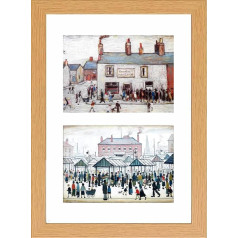 stortvalley Lowry Images Two in One Matchstick-Men The Chip Shop, Marktszene, Glasfront, 34,3 x 25,4 cm Rahmen mit abgeschrägter Halterung