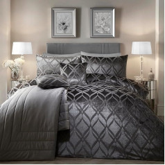 SOIREE Belfort Jacquard Duvet Cover Set, Super King, Slate Grey