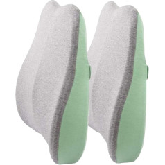 Qingzhuan Pack of 2 Back Lumbar Cushion Memory Foam Back Cushion Washable Seat Cushion (Green)