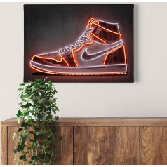 Canvas Picture Sneaker Art Print Black Red 70 x 50 cm Landscape Format Wall Decoration Teenager's Room Picture on Stretcher Frame