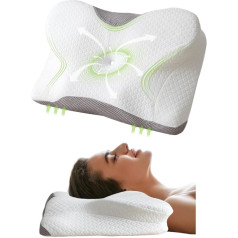 Good Nite Memory Foam Pillow for Neck and Shoulder Pain Neck Pillow Orthopedic Pillow with Pillow Case Suitable for Side/Back and Abdominal Lying 60 x 40 x 12/10 cm (Solid