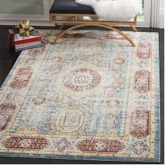 SAFAVIEH Boho Teppich für Wohnzimmer, Esszimmer, Schlafzimmer - Valencia Collection, Kurzer Flor, Blau und Multi, 122 X 183 cm