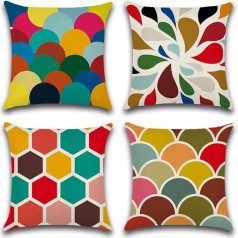 Ohok Cushion Covers 18 x 18 Inch Set of 4 Colorful Abstract Geometric Round Honeycomb Cushion Covers 18 x 18 Inch for Bed Chair Couch Sofa Bedroom Living Room Home Decor