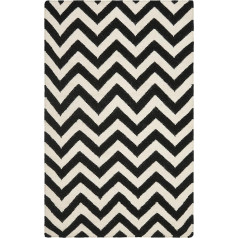 SAFAVIEH Dhurrie Collection Contemporary Area Rugs for Living Room Dining Room Bedroom Short Pile Black and Ivory 3ft x 5ft