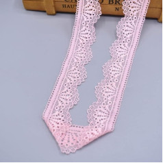 Red Elastic Lace Ribbon 30mm Wide Embellishments Stretch Lace Trim Embroidered Mesh Cord for Sewing African Lace Fabric, Pink, 10 Yards
