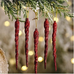 HUFFA 12 Pieces 13 cm Christmas Simulation Ice Tree Hanging Decoration Fake Icicles Winter Party Christmas New Year Decoration Supplies (Color : Red)