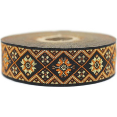 25975 10m Black Orange Geometric Ribbon Jacquard Ribbon Craft Supplies Vintage Border 1