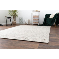 Steffensmeier Korinth Hand-Woven Carpet | Healthy Wool Rug | Top-Quality Virgin Wool | Natural Light Colour & Hand-Woven | Size: 70 x 130 cm, 160x160 cm