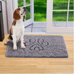 Lifewit Chenille Indoor Doormat, Indoor Door Mat, Non-Slip Doormat with Low Profile for Muddy Shoes and Dog Paws, Machine Washable Mat, 76 x 122 cm, Grey