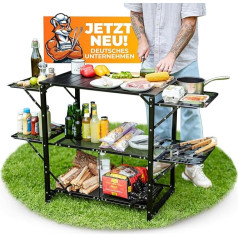 GRILLMATE Outdoor Barbecue Table, Weatherproof, Foldable (50 kg Load Capacity), Side Table, Camping Table, Table for Barbecue, Balcony, Garden, Travel, Folding Table Made of Aluminium, Rust-Resistant,