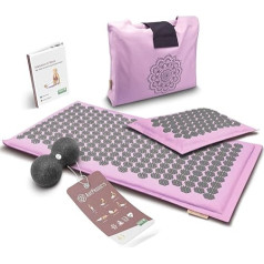 AbéProducts® Acupressure Mat Set with Fascia Ball and E-Book - Handmade in EU - Large Acupuncture Mat with Cushion - Relaxation for the Body - One Tree is Planted Per Sale - Lilac