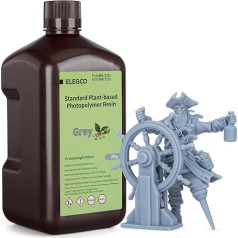 ELEGOO Standard 3D Printer Resin Plant-Based with Extremely Low Odour and High Precision, 405 nm UV Photopolymer Resin, Quick Curing Resin for Resin 3D Printer, Grey, 2000 g