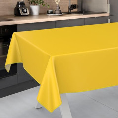 Oilcloth Tablecloth, Washable, Oilcloth, Garden Tablecloth, Outdoor, Indoor, 240 x 140 cm with Hem, Yellow