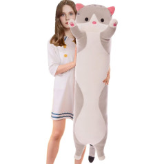 Aiuidun Long Cat Cuddly Toy, Stuffed Animals, Cat Plush Cushion, Cute Kitten Plush Toy, Sleeping Pillow, Soft Long Cat Cuddly Cushion, Gift for Children, Girlfriend (110 cm / 43.3 inches, Grey)