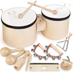 Toy from 3 Years Musical Instruments Drum Kit Children's Drum Wooden Toy Montessori Children's Toy from 3 4 5 Years Boys Girls