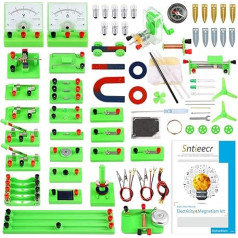 Sntieecr Mint Physics Electrical Circuit Learning Kit, Science Lab Basic Electricity Magnetism Experiment Education Kits for Junior Senior High School Students Electromagnetism Exploration
