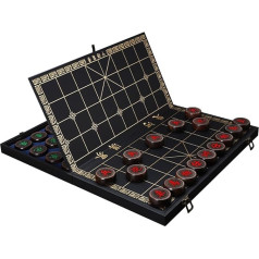 Portable Chinese Ebony Chess Game with Foldable Board, Xiangqi, Chinese Chess Play Set, Strategy Game, Travel Board Games for 2 Players (5.8 cm/2.3 inches)
