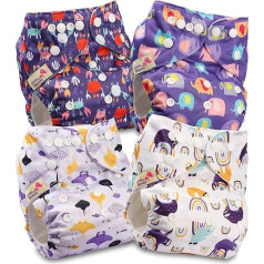 Littles and Bloomz Reusable Nappy, Standard Popper, 4 Nappies, FLP2-0404