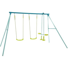 TP Triple Swing Set with Glider, Adjustable Metal Swing Stand with Swings, Flexible Swing with Harness Sculptures, Robust Metal Frame, Glider, Backyard, Outdoor Playset, from 6