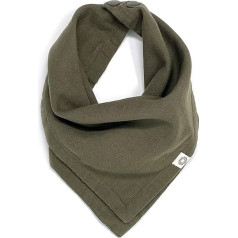 Kishu Baby Premium Organic Bandana Scarf Bib with Poppers Dark Olive