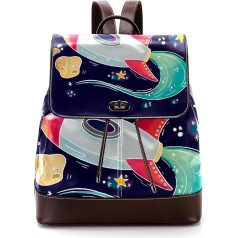 Personalised School Bags Book Bags for Teenagers, Cute Universe with Air Scarf, Meteorites and Stars, Multicoloured, 27 x 12.3 x 32 cm, Backpack Backpacks, multicoloured