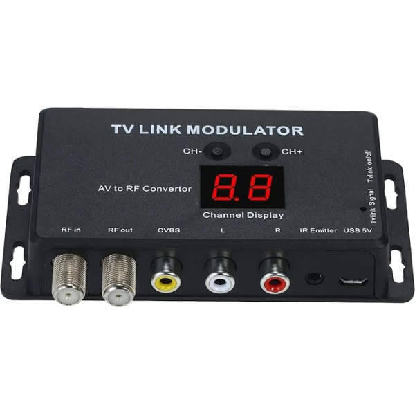 ANCLLO UHF Modulator, TM70 UHF TV Link Modulator, AV to RF Converter, IR Extender, Modulator Modulator, AV to RF Converter, IR Extender, Support PAL/NTSC with USB Charging Cable