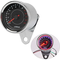 POFET Universal Electronic Tachometer for Motorcycles, DC 12 V Universal Motorcycle LED Backlight Speedometer - Silver