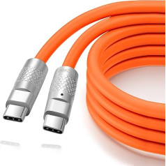 Thzzhnno Liquid Silicone USB C 3.2 Gen2 Cable 3 m, Ultra Flexible Soft USB C to USB C 20 Gbps 4K @ 60Hz Video Fast Charging Cable 100 W Type C for Thunderbolt 3, iPad, MacBook, Galaxy S21 (Orange)