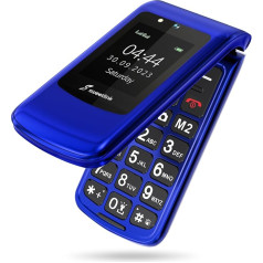 SweetLink F2 Folding Mobile Phone Senior Mobile Phone without Contract, Seniors Mobile Phone Large Buttons, Dual SIM GSM Flip Mobile Phone with SOS Emergency Call Button, FM Radio, 2.4 Inch Display