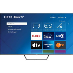 METZ Blue Roku TV, QLED 4K, Smart TV, 50 Inches, 127 cm, Triple Tuner, WLAN, LAN, HDMI, USB, 50MQE7011