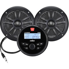 Waterproof Bluetooth Marine Stereo 2 x 6.5 Black Speaker Receiver on DAB+ Radio for Streaming Music on Boats Golf Carts ATV UTV and Spa (DAB+)