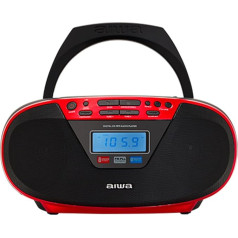 Aiwa BBTU-400RD Portable CD Radio with Bluetooth and USB, Colour Display, RDS, FM PLL, Alarm Clock, Red