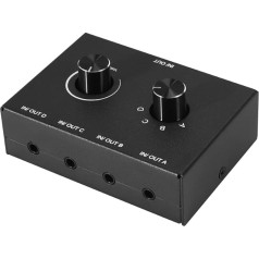 Audio Switch with 4 Ports, Switcher Audio 3.5 mm, Audio Stereo Aux, 4 Inputs, 1 Output/1 Input, 4 Outputs, Audio Switcher Box