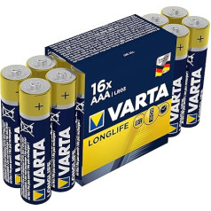 Varta Alkaline AAA (LR03) Long Life Batteries, 1.5V