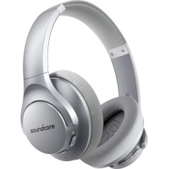 soundcore Life Q20 Bluetooth Kopfhörer, Aktive Geräuschunterdrückung, 40 Stunden Wiedergabezeit, Hi-Res Audio, Intensiver Bass (Silber)(Generalüberholt)