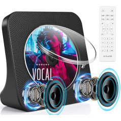 CD Player, Portable Bluetooth, Desktop CD Player, Built-in Hi-Fi Speaker with Timer, CD Player for Home with Hi-Fi Stereo Sound, Remote Control, Includes Audio Cable and Remote Control