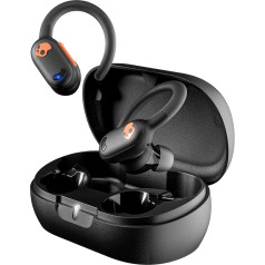 Skullcandy Push ANC Active Wireless In-Ear Headphones, 58 Hours Battery Life, Waterproof (IP67), Wireless Charging, Micro, Compatible with iPhone, Android and Bluetooth Devices - True Black/Orange