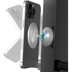 NEWZEROL [Upgraded Magnetic Phone Holder for Gym/Car, Compatible with Mag-Safe, 360° Rotation, Dual Magnet, Easy and Firm for Any Phone for Videos and Selfies - Silver
